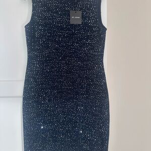 St. John Scattered Sequin Dress  Navy Mini Dress